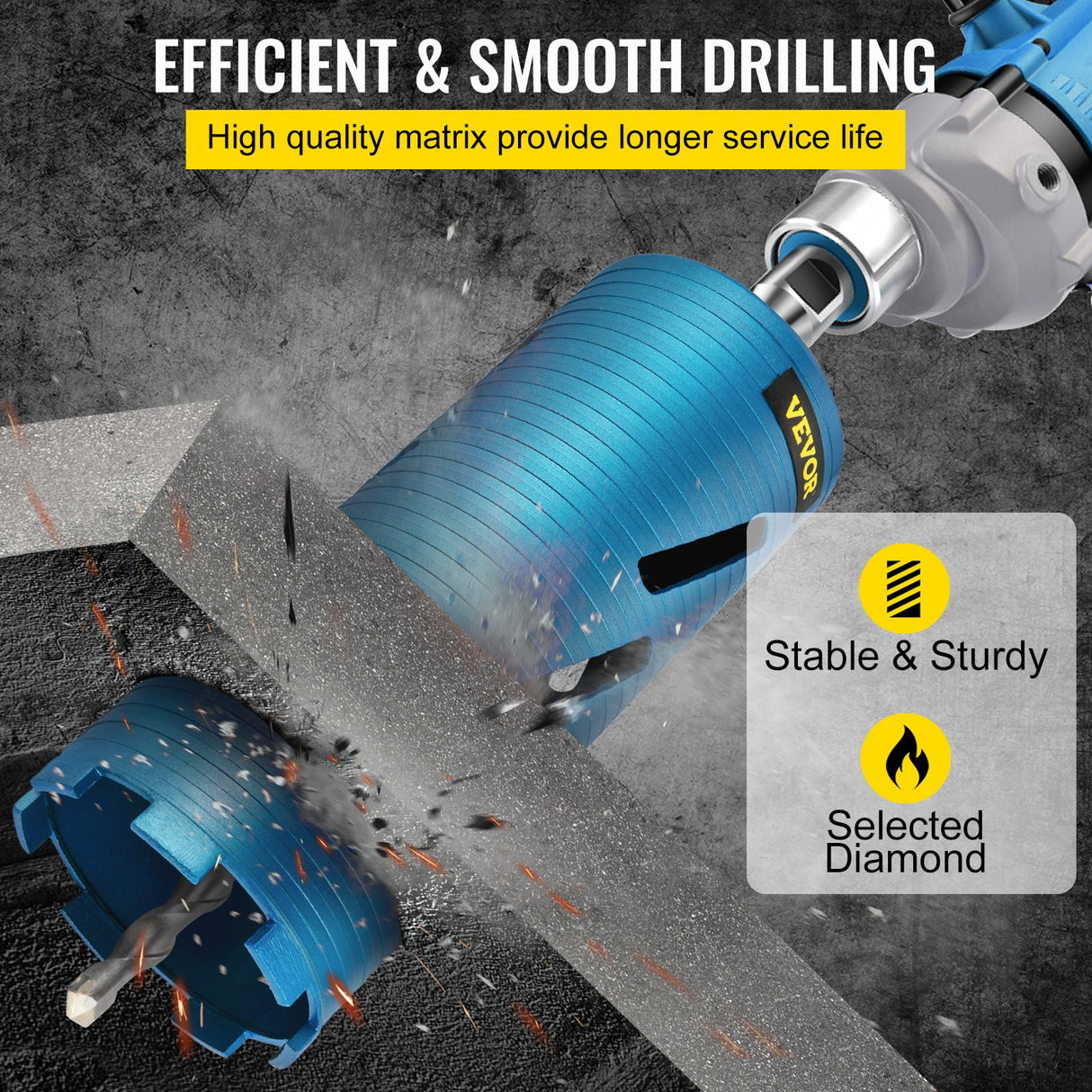 VEVOR Core Drill Diamond Dry Coring Bit 4" with Pilot Bit for Hard Concrete