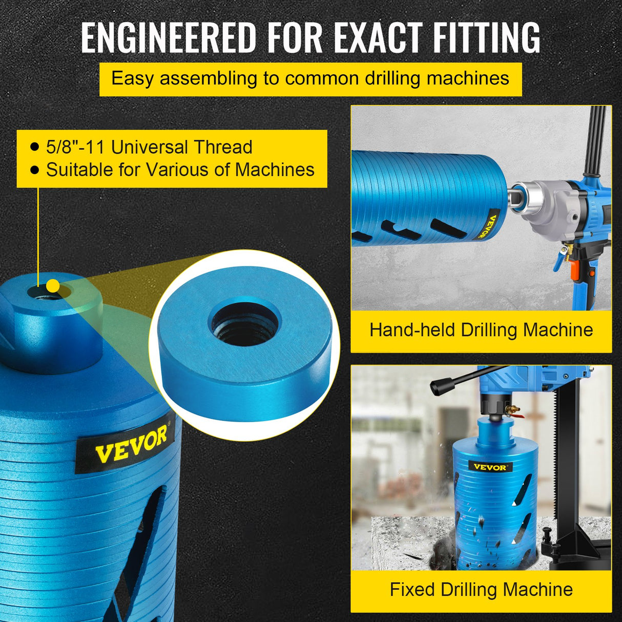 VEVOR Core Drill Diamond Dry Coring Bit 4" with Pilot Bit for Hard Concrete