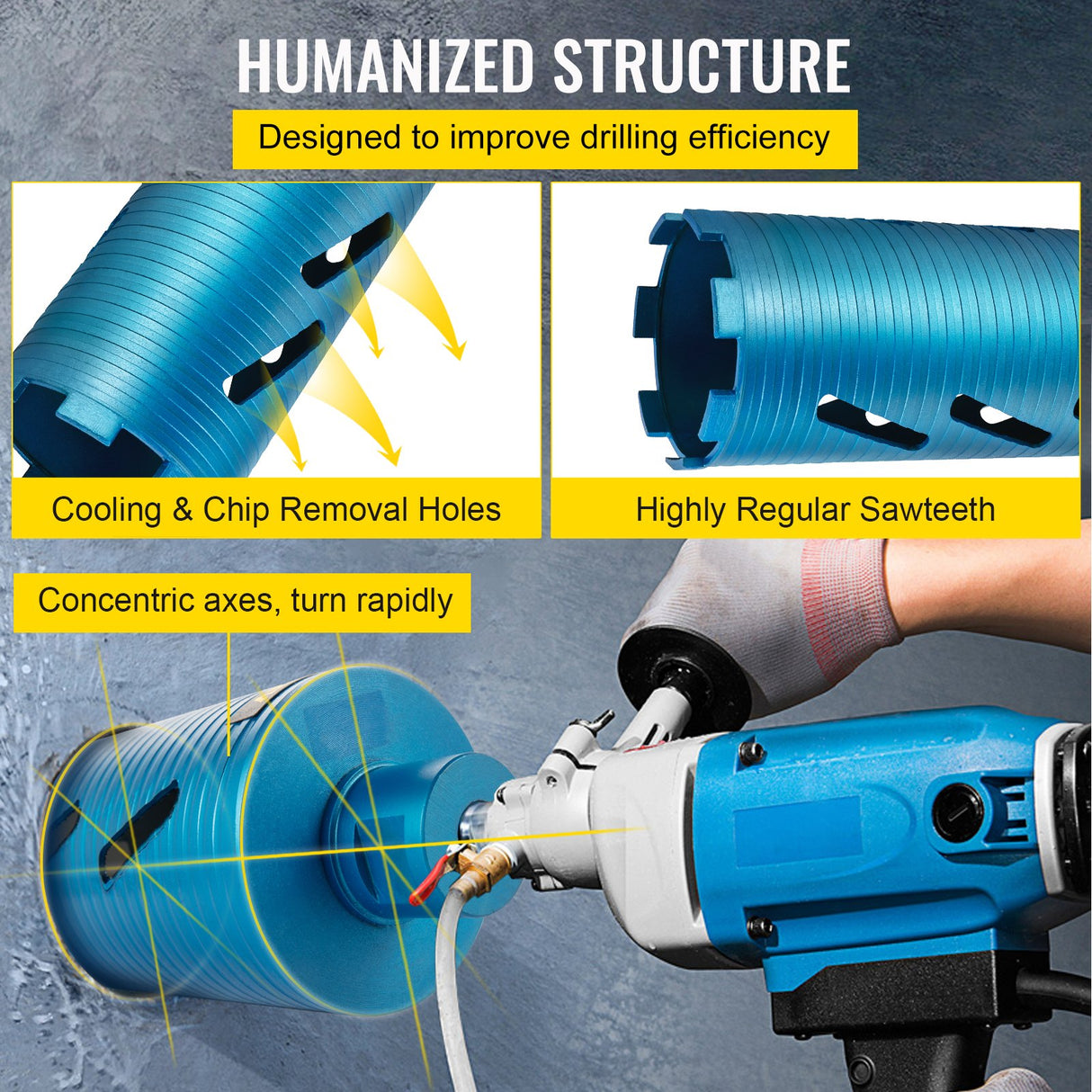VEVOR Core Drill Diamond Dry Coring Bit 4" with Pilot Bit for Hard Concrete
