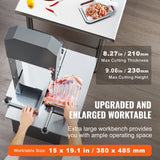 VEVOR 550W Commercial Electric Meat Bandsaw Stainless Steel Bone Sawing Machine - 45-Degree Angle