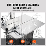 VEVOR 550W Commercial Electric Meat Bandsaw Stainless Steel Bone Sawing Machine - Rear View