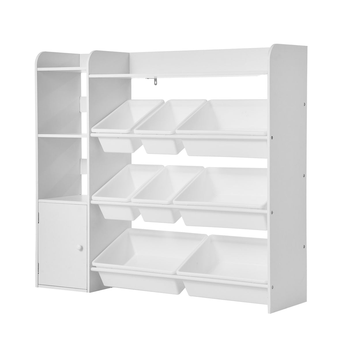 VEVOR 4-Tier Kids Toy Storage and Bookshelf with 8 Flexible Plastic Bins White