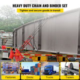 VEVOR Chain Load Binder, 8 mm Tie Down Kit with 3 Ton Working Load Capacity and Two Grab Hooks, Includes (4) Ratchet Binders - (4) 6.4 m Grade 80 Chains, Transport Load Package for Hauling, Towing - Front View