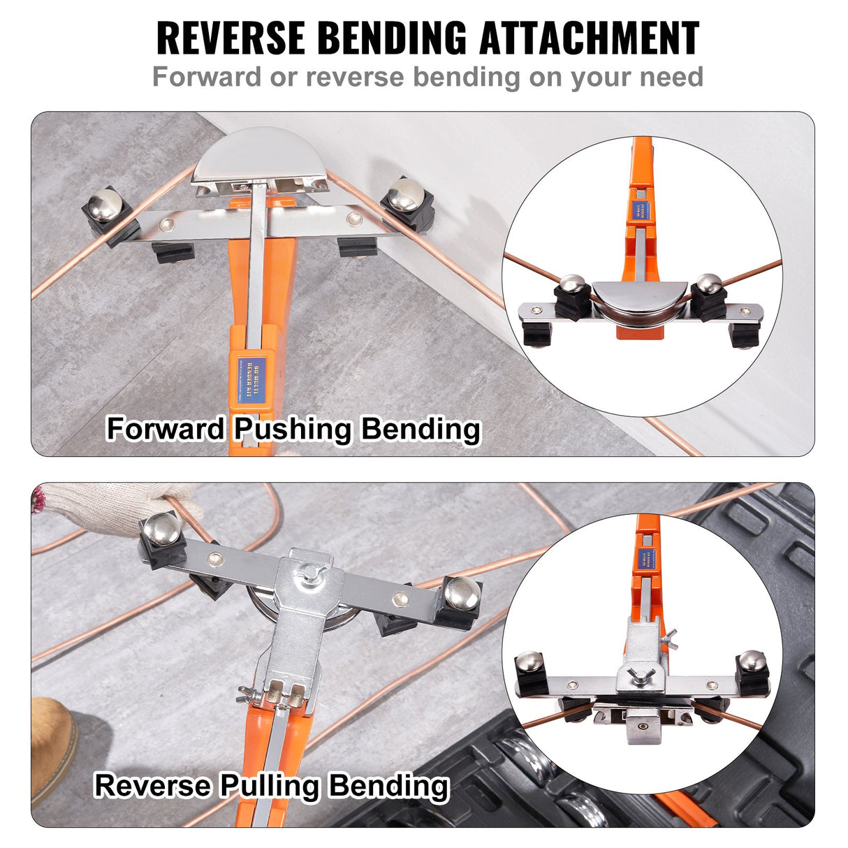 VEVOR Pipe Tube Bender, 1/4"-7/8" Ratcheting Tubing Benders, 90°Forward/Reverse Pipes Bending Tools with 7 Dies for HVAC Air Conditioning Refrigerator Repair