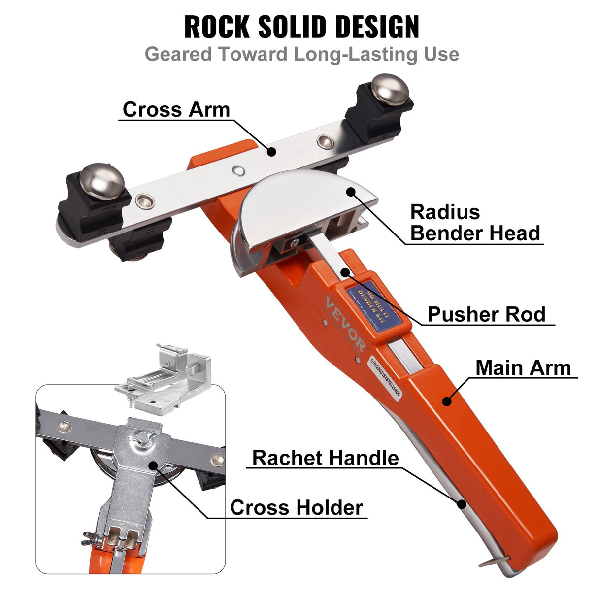 VEVOR Pipe Tube Bender, 1/4"-7/8" Ratcheting Tubing Benders, 90°Forward/Reverse Pipes Bending Tools with 7 Dies for HVAC Air Conditioning Refrigerator Repair