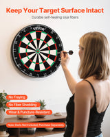VEVOR Dart Board, High-Grade Self-Healing Sisal Fiber Dartboard with Staple-Free Bullseye, Blade Wire & Rotating Number Ring, 450mm Professional Dartboard for Home Party Game Room (Darts Not Included) - Front View