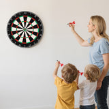 VEVOR Dart Board, High-Grade Self-Healing Sisal Fiber Dartboard with Staple-Free Bullseye, Blade Wire & Rotating Number Ring, 450mm Professional Dartboard for Home Party Game Room (Darts Not Included) - Low Angle