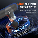 VEVOR Massage Gun Deep Tissue, Percussion Muscle Massager for Athletes - with 4 Speed Levels & 4 Massage Heads, 7.4V 2500mAh Batteries, Handheld Mini - Side View