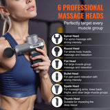 VEVOR Massage Gun Deep Tissue, Percussion Muscle Massager for Athletes - with 5 Speed Levels & 6 Massage Heads, 7.4V 2500mAh Batteries, Handheld - 45-Degree Angle