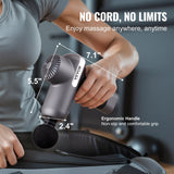 VEVOR Massage Gun Deep Tissue, Percussion Muscle Massager for Athletes - with 5 Speed Levels & 6 Massage Heads, 7.4V 2500mAh Batteries, Handheld - Rear View
