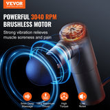 VEVOR Massage Gun Deep Tissue, Percussion Muscle Massager for Athletes - with 4 Speed Levels & 4 Massage Heads, 12V 2500mAh Batteries, Handheld