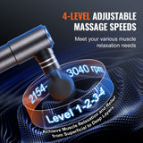 VEVOR Massage Gun Deep Tissue, Percussion Muscle Massager for Athletes - with 4 Speed Levels & 4 Massage Heads, 12V 2500mAh Batteries, Handheld