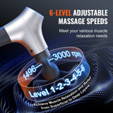 VEVOR Massage Gun Deep Tissue, Percussion Muscle Massager for Athletes - with 6 Speed Levels & 4 Massage Heads, 12V 2500mAh Batteries, Handheld Electric Massage Gun for Pain Relief, Muscle Relaxation - Side View