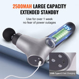 VEVOR Massage Gun Deep Tissue, Percussion Muscle Massager for Athletes - with 6 Speed Levels & 4 Massage Heads, 12V 2500mAh Batteries, Handheld