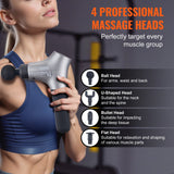 VEVOR Massage Gun Deep Tissue, Percussion Muscle Massager for Athletes - with 6 Speed Levels & 4 Massage Heads, 12V 2500mAh Batteries, Handheld
