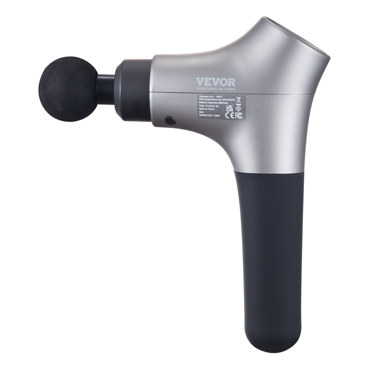 VEVOR Massage Gun Deep Tissue, Percussion Muscle Massager for Athletes - with 6 Speed Levels & 4 Massage Heads, 12V 2500mAh Batteries, Handheld