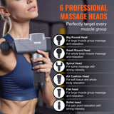VEVOR Massage Gun Deep Tissue, Percussion Muscle Massager for Athletes - with 8 Speed Levels & 6 Massage Heads, 16V 2500mAh Batteries, Handheld