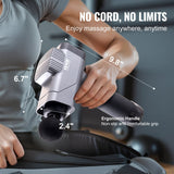 VEVOR Massage Gun Deep Tissue, Percussion Muscle Massager for Athletes - with 8 Speed Levels & 6 Massage Heads, 16V 2500mAh Batteries, Handheld - Rear View