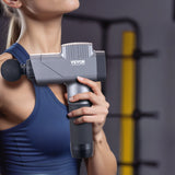 VEVOR Massage Gun Deep Tissue, Percussion Muscle Massager for Athletes - with 8 Speed Levels & 6 Massage Heads, 16V 2500mAh Batteries, Handheld - Low Angle