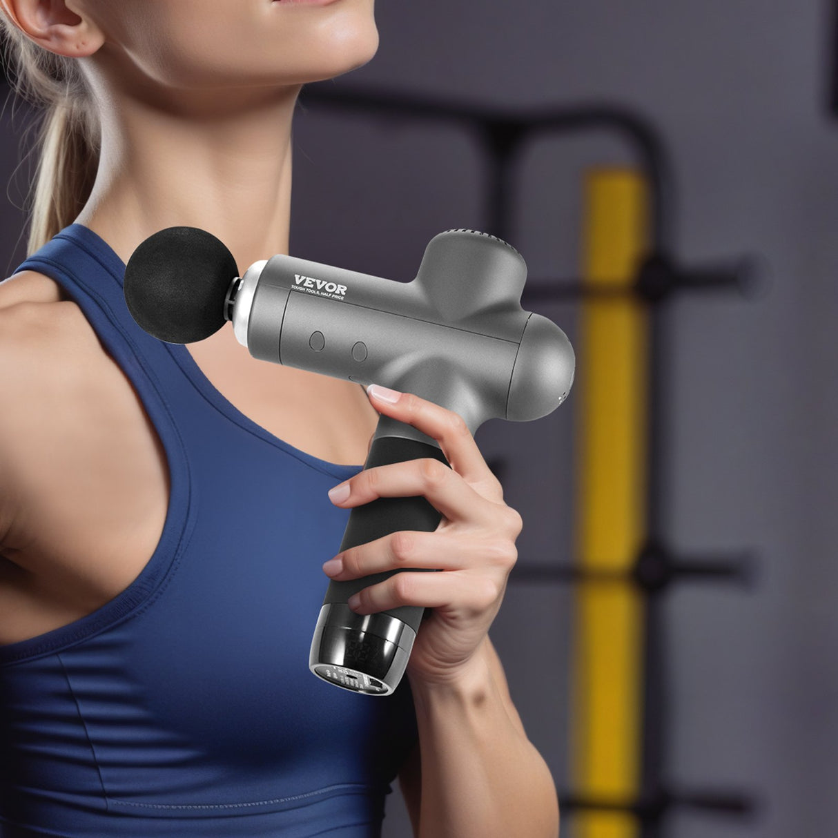 VEVOR Massage Gun Deep Tissue, Percussion Muscle Massager for Athletes - with 8 Speed Levels & 6 Massage Heads, 24V 2500mAh Batteries, Handheld