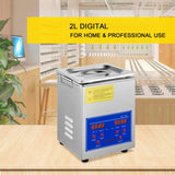 VEVOR Ultrasonic Cleaner 2L Jewelry Cleaning with Digital Timer Ultrasonic Cleaning Machine for Jewellery Rings Watches Eyeglasses Dentures Coins Metal Parts Commercial and Home Use - Front View