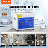VEVOR Ultrasonic Cleaner Machine 3L Stainless Steel Ultrasonic Cleaning Machine Digital Heater Timer Jewelry Cleaning for Commercial Personal Home Use (3L) - Front View