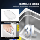 VEVOR Ultrasonic Cleaner Machine 3L Stainless Steel Ultrasonic Cleaning Machine Digital Heater Timer Jewelry Cleaning for Commercial Personal Home Use (3L) - Top-Down View
