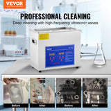 Vevor Brand New 6 Liter Stainless Steel Digital Ultrasonic Cleaner w/ Bracket & Drainage System - Front View