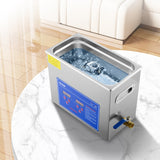 Vevor Brand New 6 Liter Stainless Steel Digital Ultrasonic Cleaner w/ Bracket & Drainage System - Low Angle