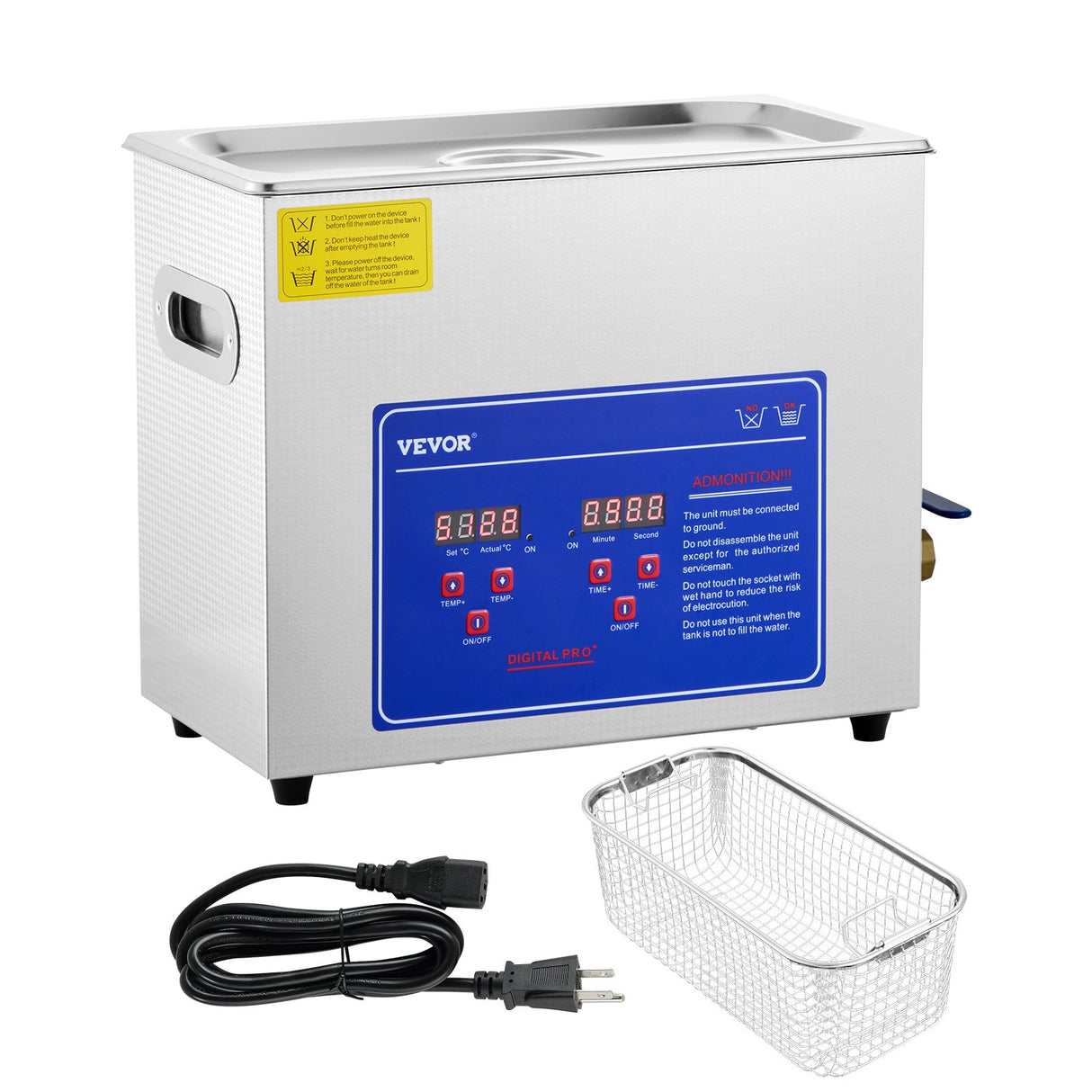 Vevor Brand New 6 Liter Stainless Steel Digital Ultrasonic Cleaner w/ Bracket & Drainage System