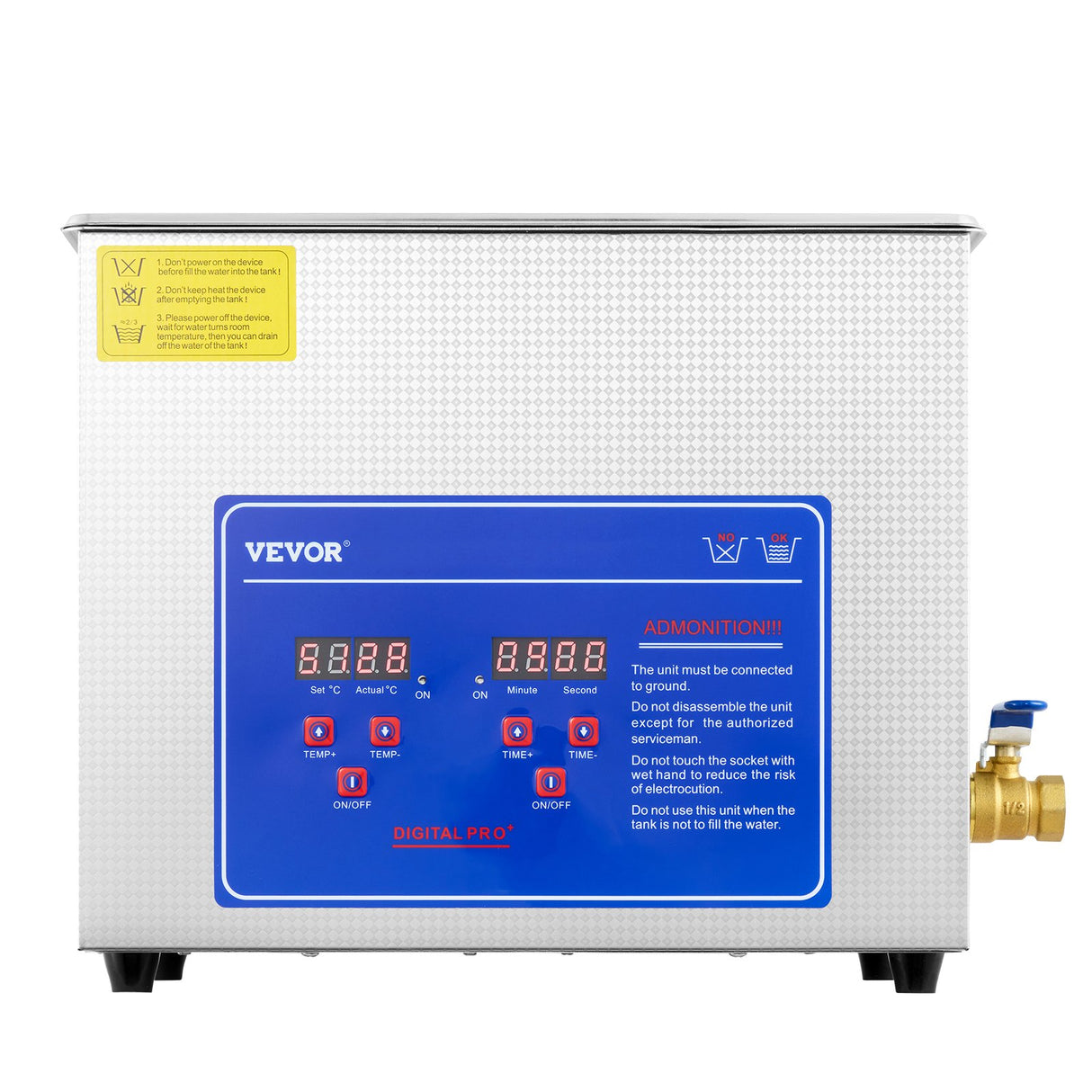 Vevor Brand New 6 Liter Stainless Steel Digital Ultrasonic Cleaner w/ Bracket & Drainage System