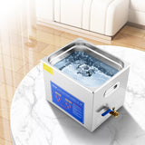 VEVOR Ultrasonic Cleaner 10L Jewelry Cleaning with Digital Timer Ultrasonic Cleaning Machine for Jewellery Rings Watches Eyeglasses Dentures Coins Metal Parts Commercial and Home Use Silver - Low Angle