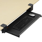 VEVOR Clamp on Keyboard Tray Under Desk, Desk Keyboard Tray Slide out with Sturdy No-drill C Clamp Mount, Large 26.8 x 11 inch Slide-out Computer