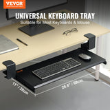 VEVOR Clamp on Keyboard Tray Under Desk, Desk Keyboard Tray Slide out with Sturdy No-drill C Clamp Mount, Large 26.8 x 11 inch Slide-out Computer