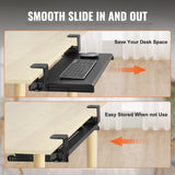 VEVOR Clamp on Keyboard Tray Under Desk, Desk Keyboard Tray Slide out with Sturdy No-drill C Clamp Mount, Large 26.8 x 11 inch Slide-out Computer