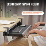 VEVOR Clamp on Keyboard Tray Under Desk, Desk Keyboard Tray Slide out with Sturdy No-drill C Clamp Mount, Large 26.8 x 11 inch Slide-out Computer
