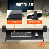 VEVOR Clamp on Keyboard Tray Under Desk, Desk Keyboard Tray Slide out with Sturdy No-drill C Clamp Mount, Large 26.8 x 11 inch Slide-out Computer - Rear View