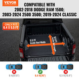 VEVOR Truck Bed Cover, Roll Up Truck Bed Tonneau Cover, Compatible with 2002-2018 Dodge Ram 1500, 2003-2024 2500 3500, 2019-2024 Classic, for 6.4 x