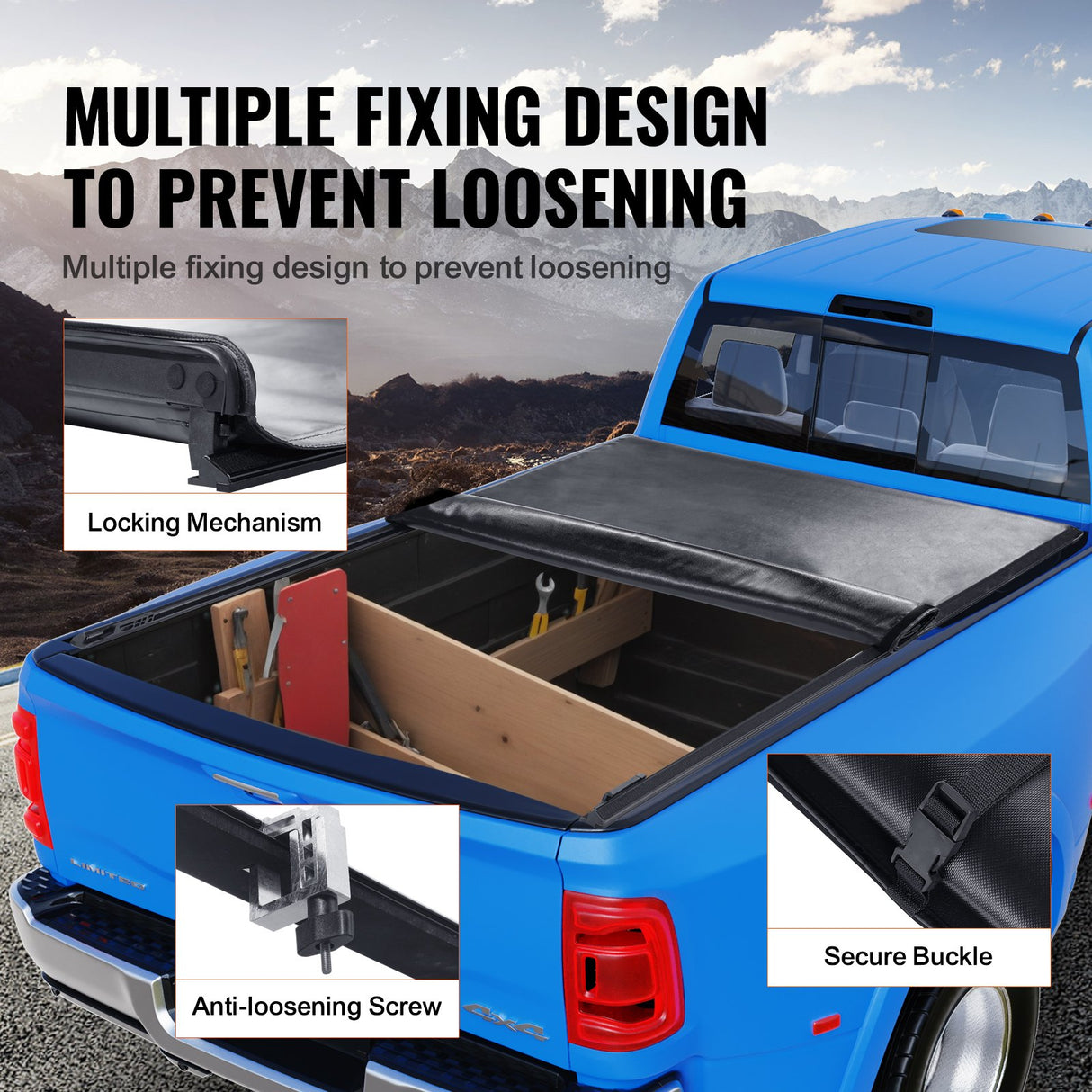 VEVOR Truck Bed Cover, Roll Up Truck Bed Tonneau Cover, Compatible with 2002-2018 Dodge Ram 1500, 2003-2024 2500 3500, 2019-2024 Classic, for 6.4 x
