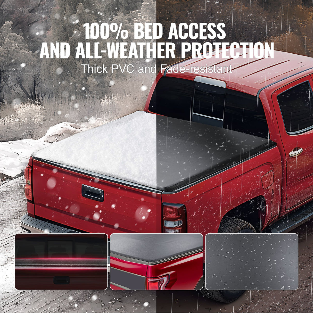 VEVOR Truck Bed Cover, Roll Up Truck Bed Tonneau Cover, Compatible with 2019-2024 Chevy Silverado GMC Sierra 1500 (NOT FIT 19-24 Classic) Bed, for