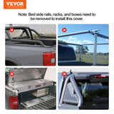 VEVOR Truck Bed Cover, Roll Up Truck Bed Tonneau Cover, Compatible with 2019-2024 Chevy Silverado GMC Sierra 1500 (NOT FIT 19-24 Classic) Bed, for 1.8m x 1.6m Bed, Soft PVC, Roll Up Tonneau Cover - Close-Up Angle
