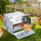 VEVOR Automatic Chicken Feeder Galvanized Steel Poultry Feeder 25 lb 10 Chickens - Low Angle
