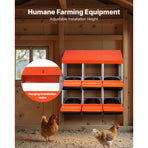 2 Tiers Chicken Nesting Boxes, 6 Compartments, Metal Egg Laying Boxes with Protective Collection Lids, Roll Out Nesting Box, Easy to Assemble, Ideal for Hens, Ducks, Chickens, and Other Poultry
