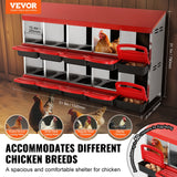 VEVOR 10-Compartment Chicken Nest Box Mental Box with Inclined Nesting Boxes - Front View