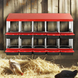 VEVOR 10-Compartment Chicken Nest Box Mental Box with Inclined Nesting Boxes - Low Angle