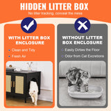 VEVOR Cat Litter Box Enclosure Wooden Litter Box Furniture Hidden 2 Rooms Black - Side View