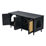 VEVOR Cat Litter Box Enclosure Wooden Litter Box Furniture Hidden 2 Rooms Black - Extra Image