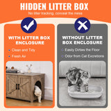 VEVOR Cat Litter Box Enclosure Wooden Litter Box Furniture Hidden 2 Rooms Greige - Side View