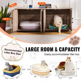 VEVOR Cat Litter Box Enclosure Wooden Litter Box Furniture Hidden 2 Rooms Greige - Top-Down View