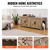 VEVOR Cat Litter Box Enclosure Wooden Litter Box Furniture Hidden 2 Rooms Greige - Close-Up Angle